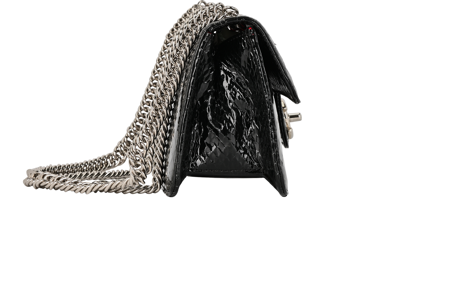 Classique Python Shoulder Bag, &pound;2,300, Handbags, Black, Patent Leather, Side view